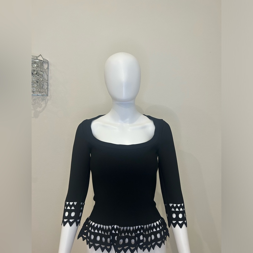 Black Alaïa Quarter Sleeve Top